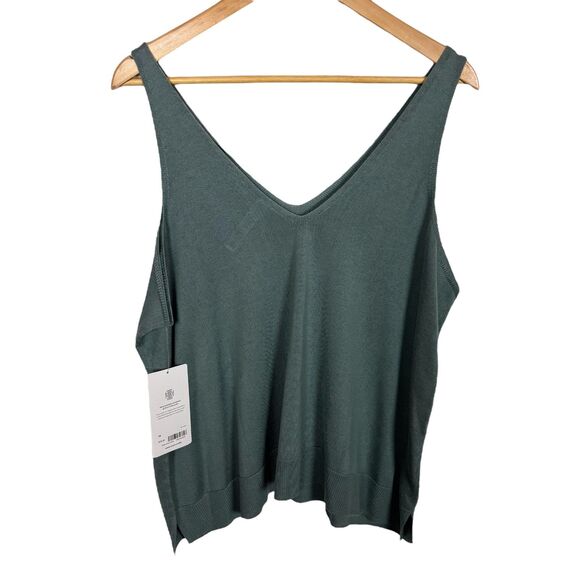 NWT Athleta Daydream Sweater Sleep Tank Women's 1X Green Blue V Neck Wool Blend - Picture 7 of 7